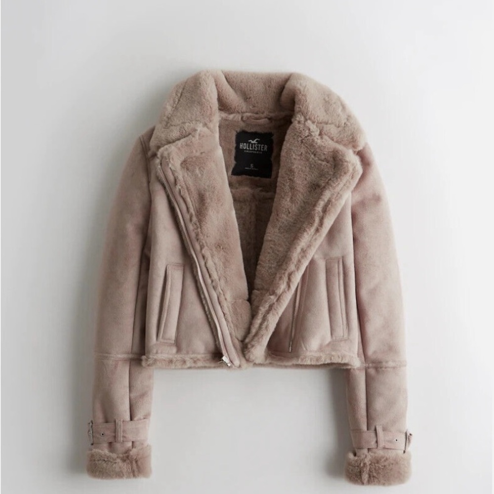 NWOT Hollister Faux Shearling Biker Jacket